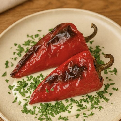 Пълнени чушки с ориз на фурна и сос Бешамел 300 гр.  