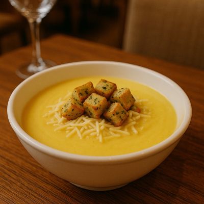 Картофена крем супа с кашкавал и билкови крутони 300 гр.
