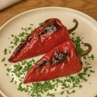Пълнени чушки с ориз на фурна и сос Бешамел 300 гр.  