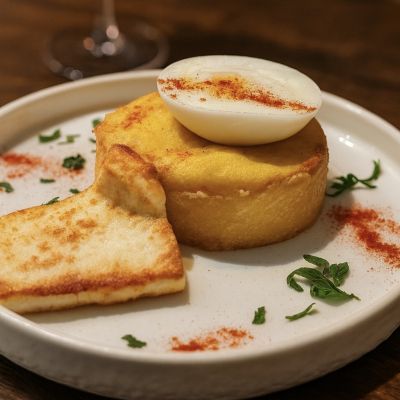 Качамак с поширано яйце и сирене 250 гр.  